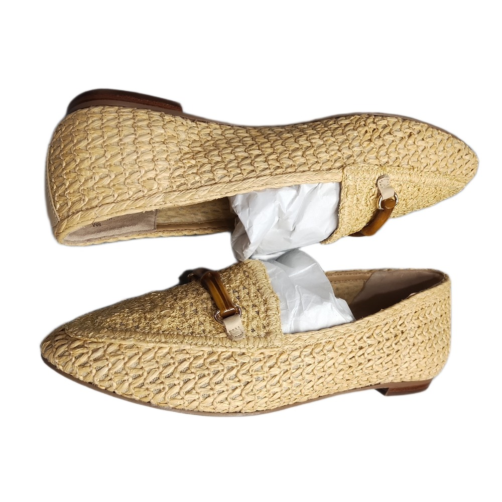 Talbots Ryan Raffia Loafers Womens US 8M Multi Textured Woven Almond Toe Comfort